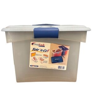 Homz SnapLock Select Tote n Go Hanging File Folder Box Clear Blue 7882TT-BL
